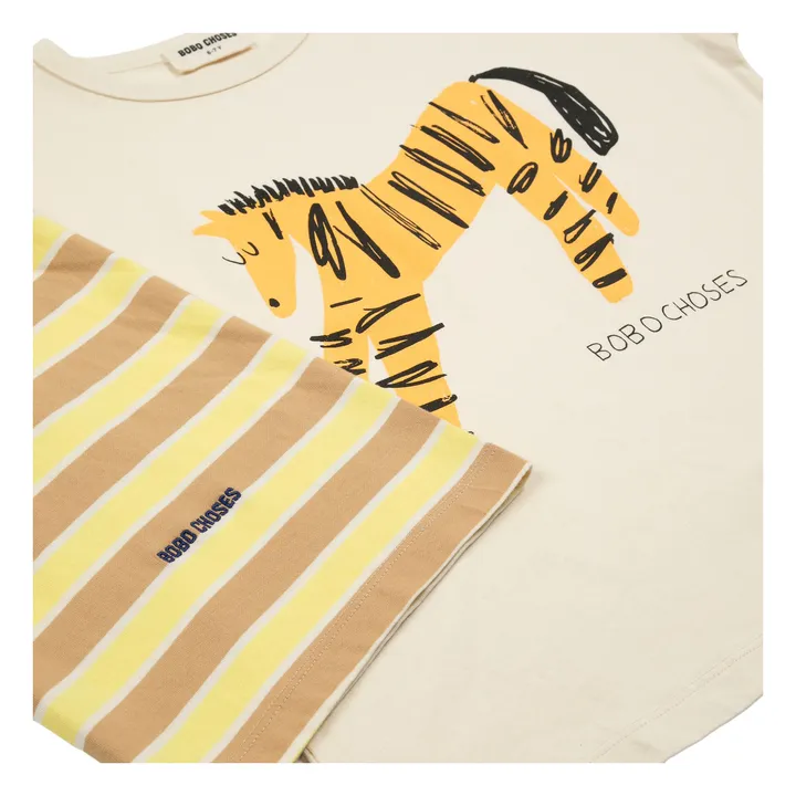 Pyjama gestreift Zebra Bio-Baumwolle | Senffarben- Produktbild Nr. 4