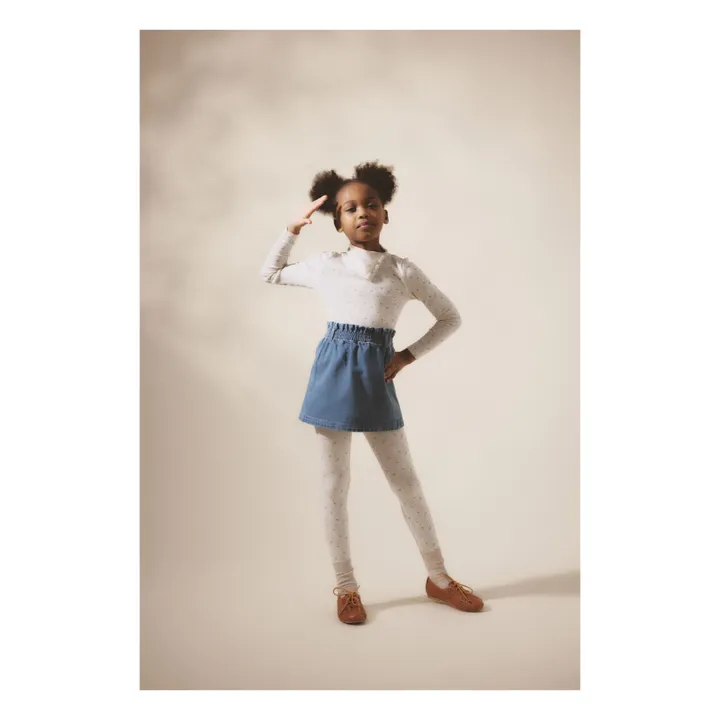 Legging Stretch Fleuri Coton Bio | Bleu pâle- Image produit n°1