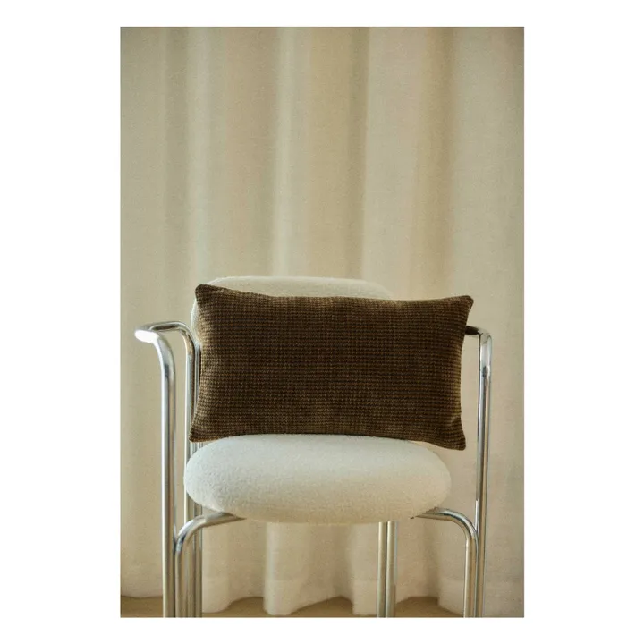 Housse de coussin Argentine Pied-de-poule | Café- Image produit n°1