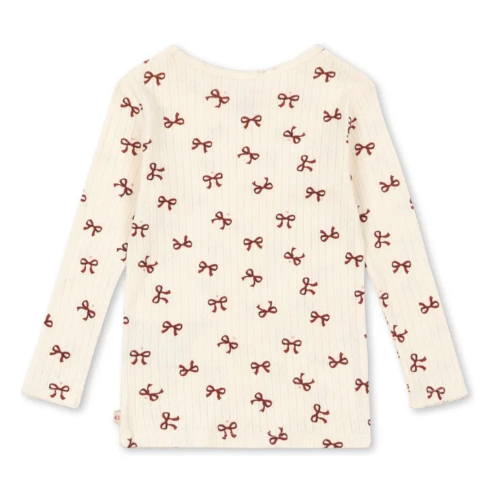 T-shirt Minnie Nœuds Pointelle Coton Bio | Beige- Image produit n°1