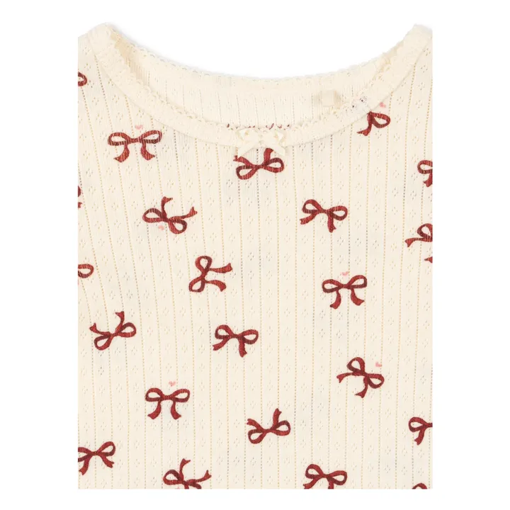 T-shirt Minnie Nœuds Pointelle Coton Bio | Beige- Image produit n°2