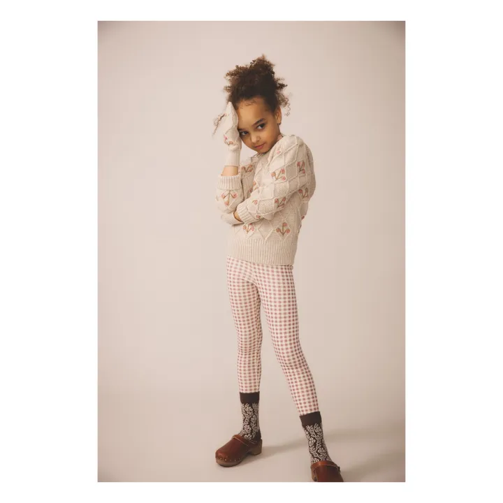 Legging Stretch Vichy Coton Bio | Bois de rose- Image produit n°1