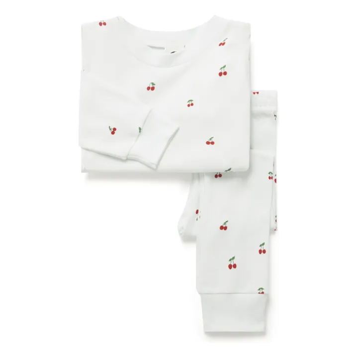 Pyjama Cerises Coton Bio | Blanc- Image produit n°0