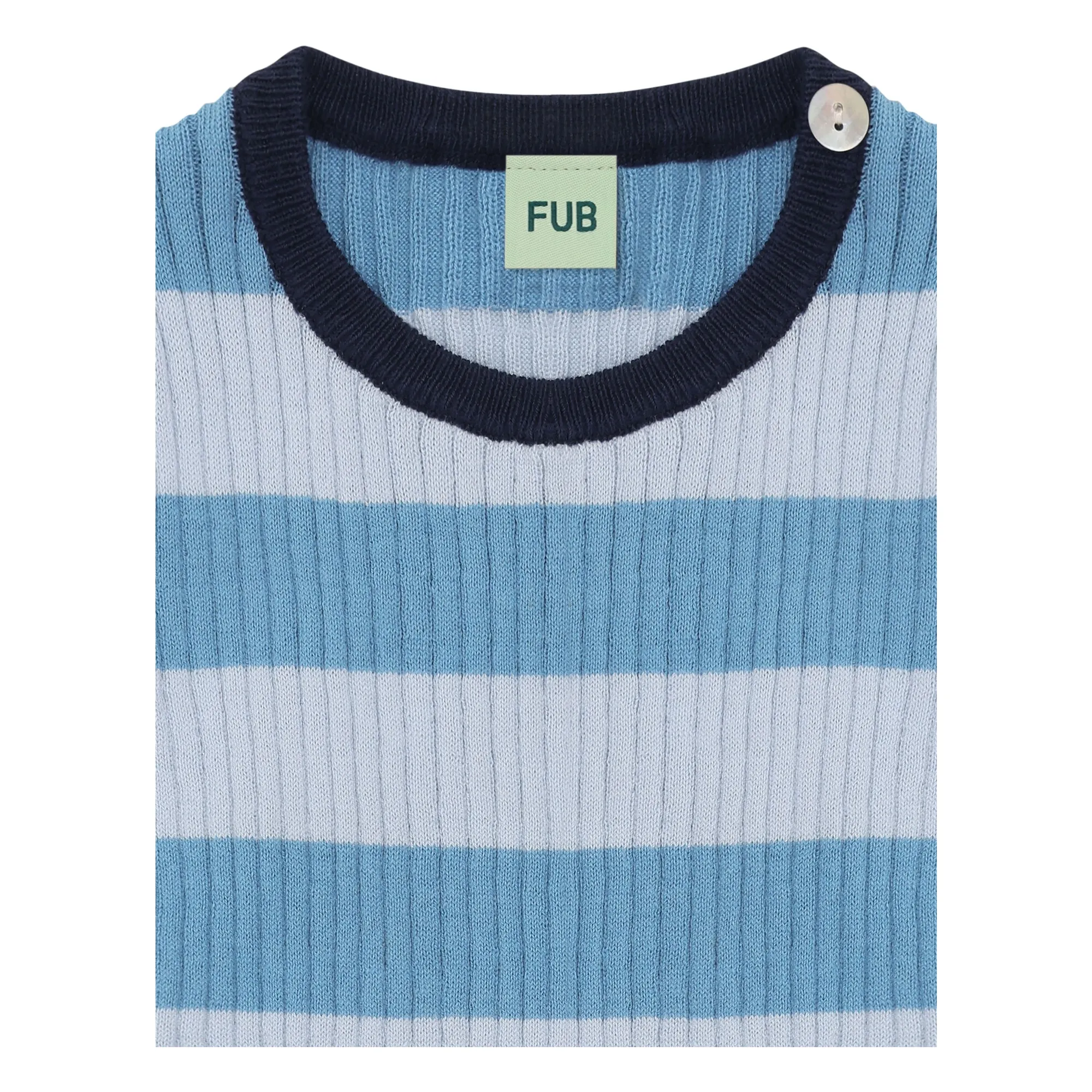 T-shirt Rayé Côtelé Maille Coton Bio | Bleu- Image produit n°1