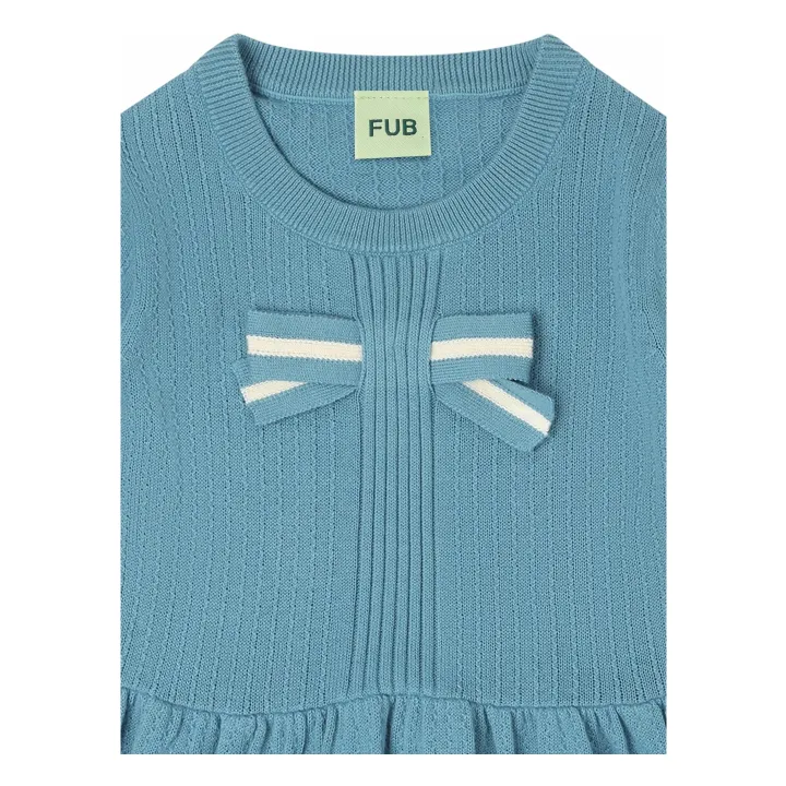 Camiseta con lazo de punto fino de algodón orgánico | Azul Mar- Imagen del producto n°2