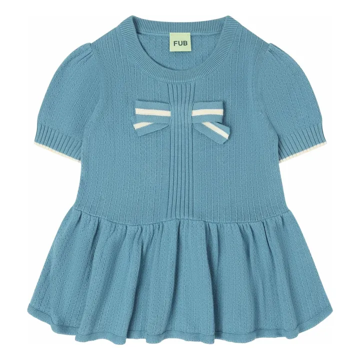 Camiseta con lazo de punto fino de algodón orgánico | Azul Mar- Imagen del producto n°0