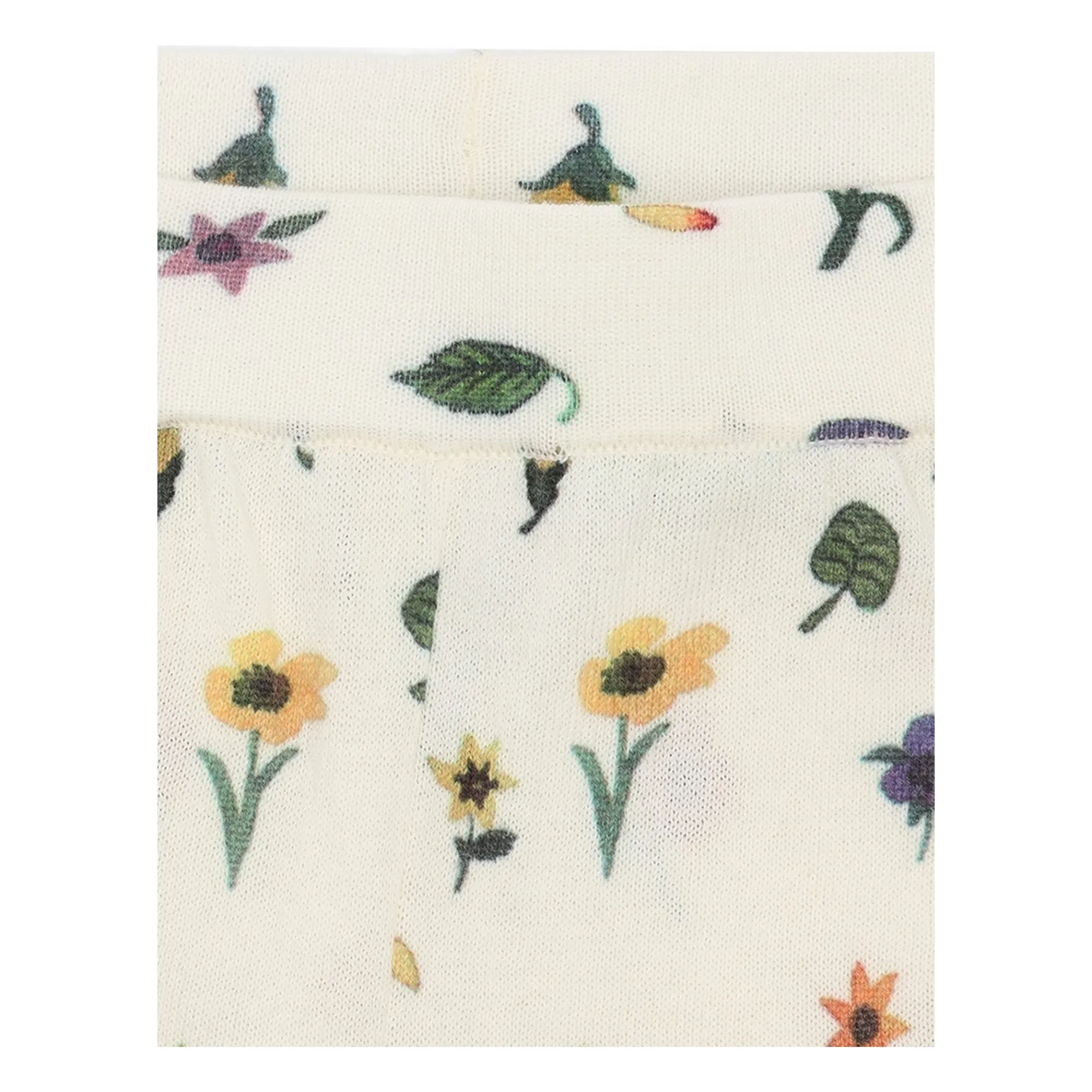 Short Fleuri Maille Extra Fine Coton Bio | Ecru- Image produit n°2