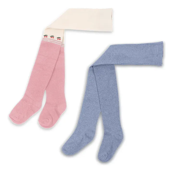 Set of 2 Pairs of Cherry Tights | Pink- Product image n°0