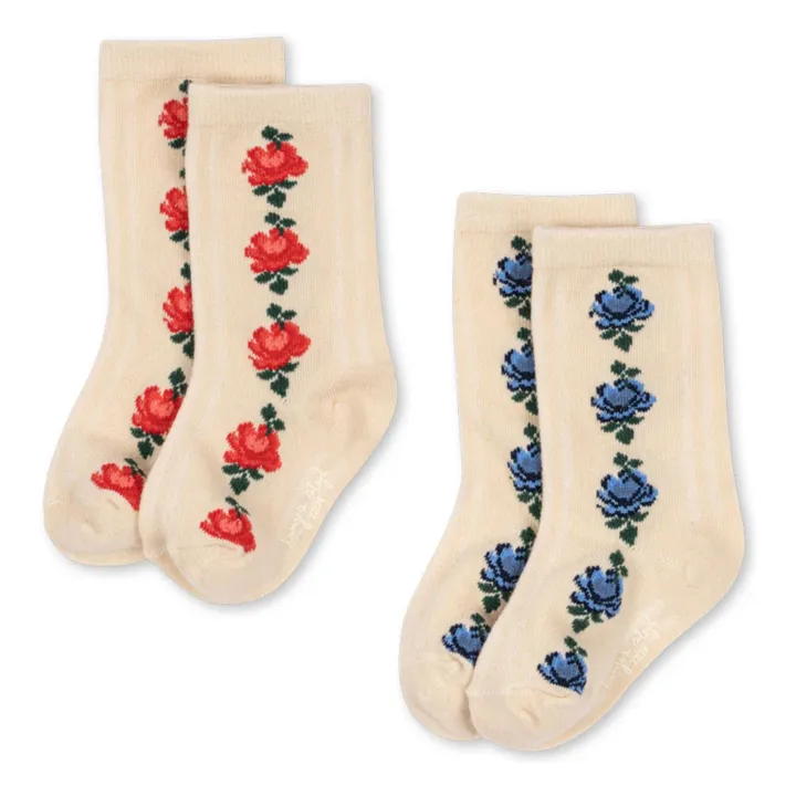 Lot de 2 Paires de Chaussettes Roses | Beige- Image produit n°0