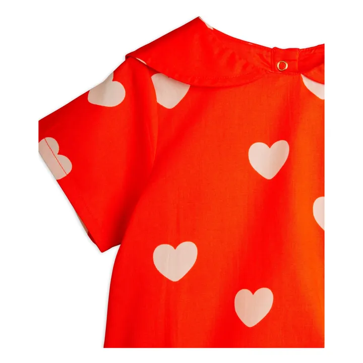 Barboteuse Cœurs Coton Bio | Rouge- Image produit n°1