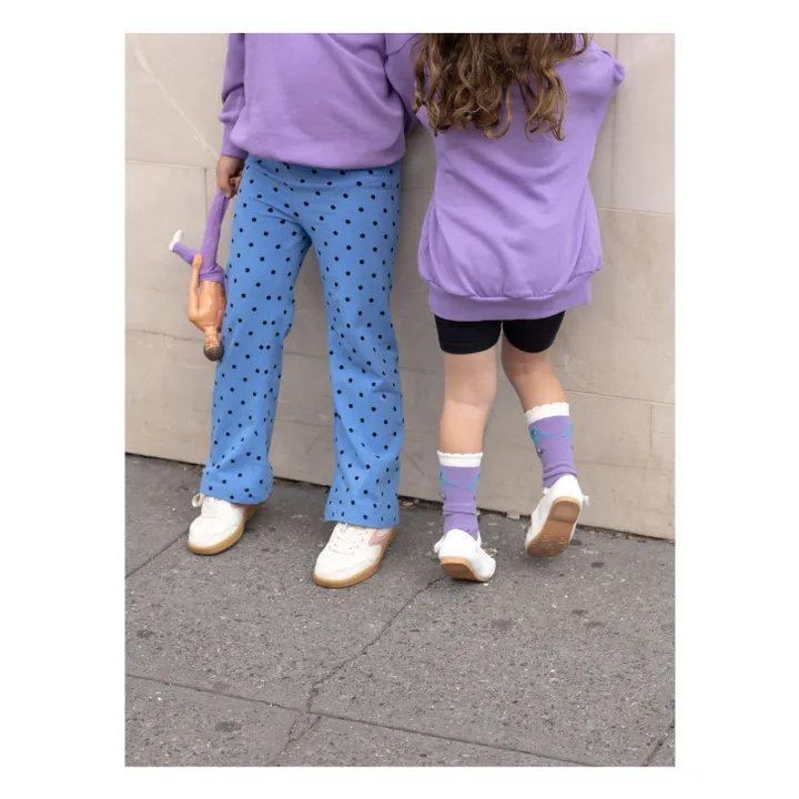 Pantalon Flare Pois Coton Bio | Bleu azur- Image produit n°2