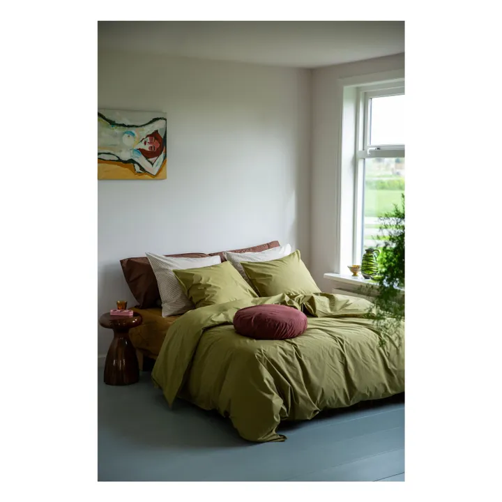 Coussin rond Bigdot en percale organique - Coffee Brown | Café- Image produit n°1