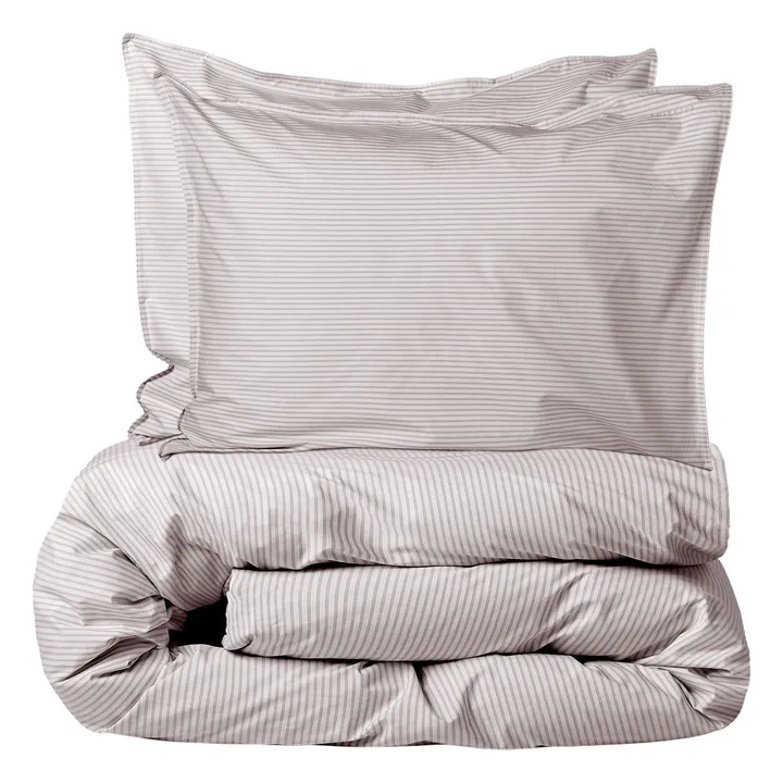 Housse de couette Striped en percale organique - Brown-Ecru | Marron- Image produit n°3