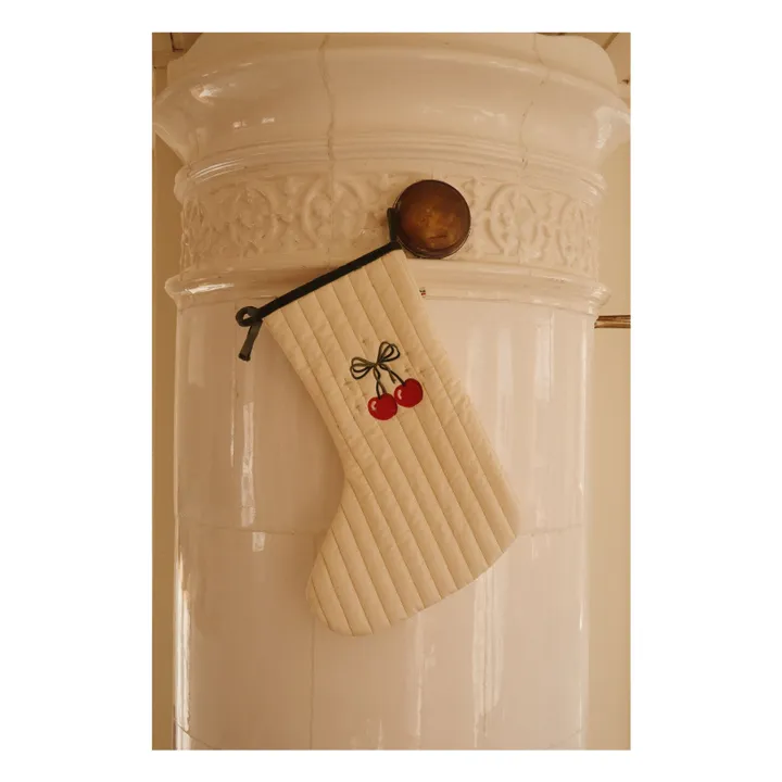Chaussette de Noël Cherry | Ecru- Image produit n°1