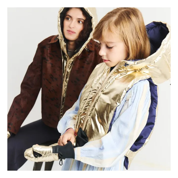 Exclusivité Fudoon X Smallable - Reversible hooded down jacket | Gold- Product image n°7