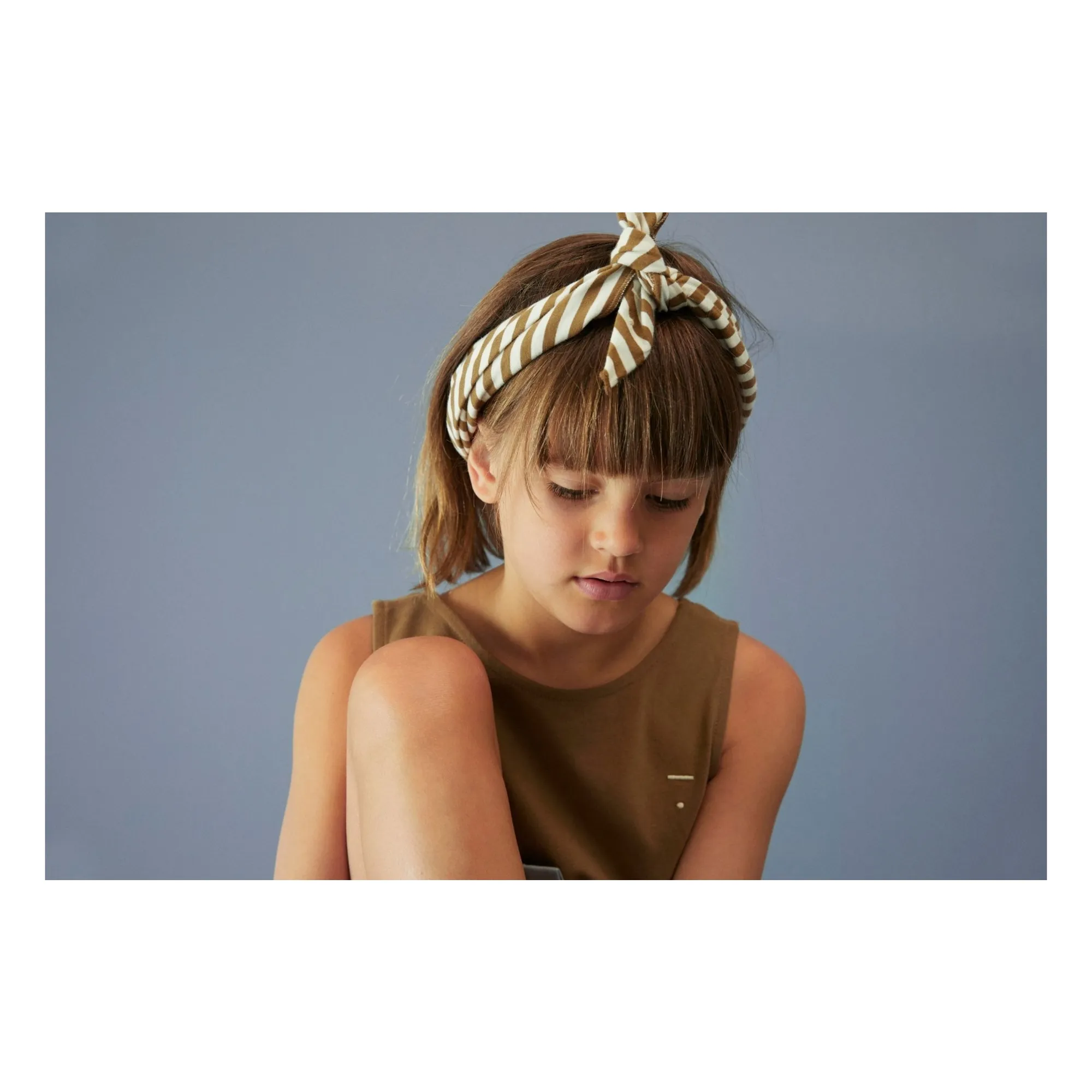 Foulard Rayé Coton Bio | Brun kaki- Image produit n°1