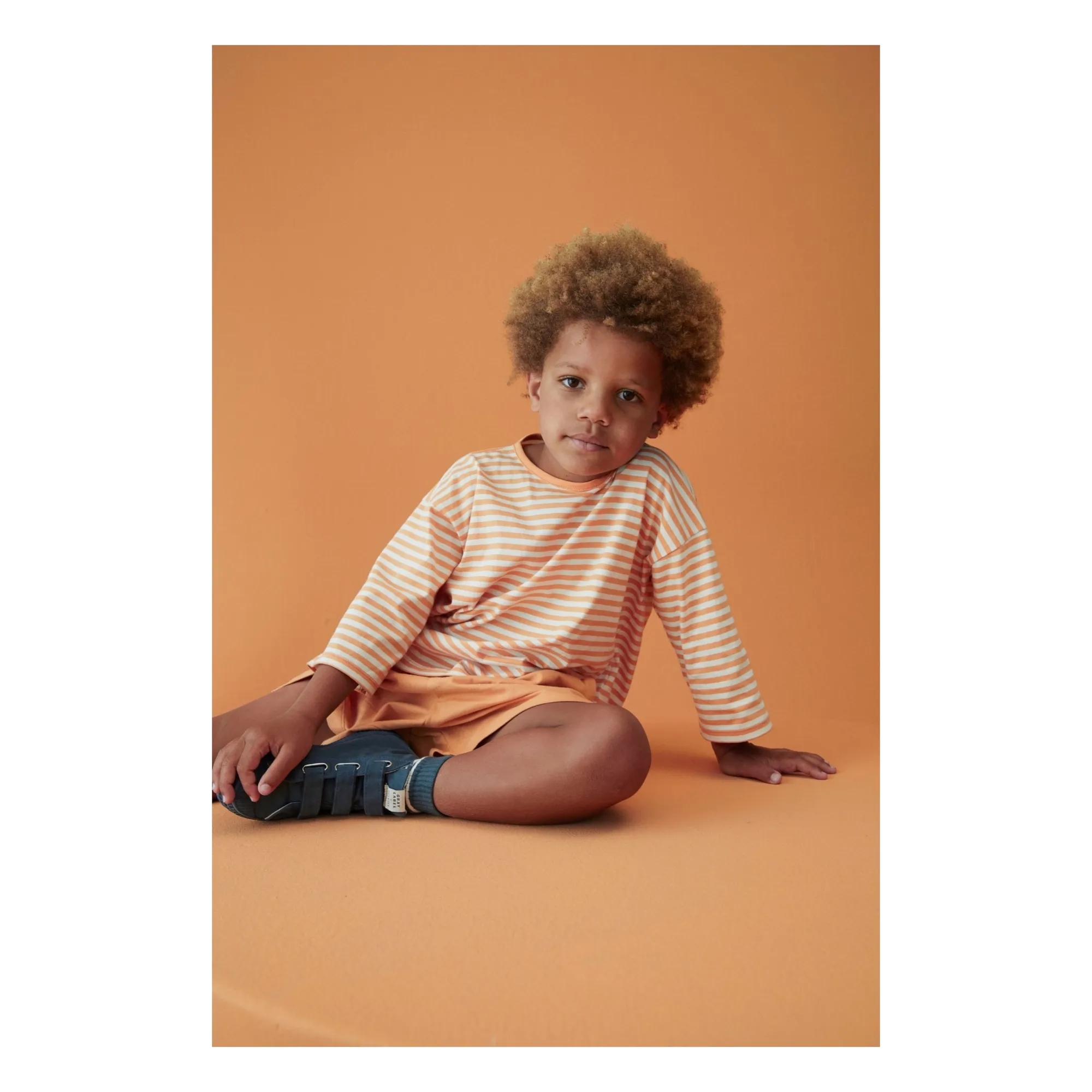 T-shirt Rayures Coton Bio | Abricot- Image produit n°1