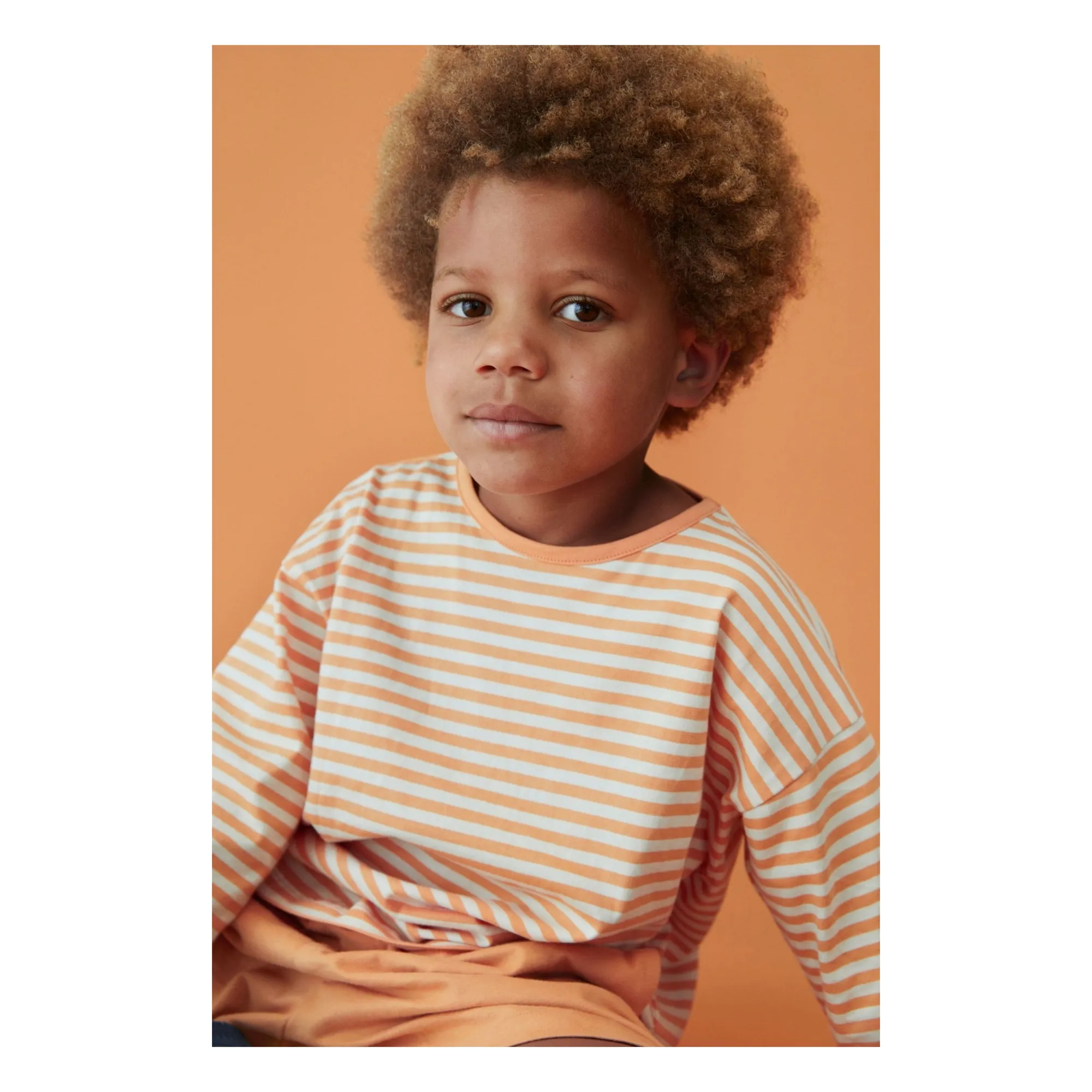 T-shirt Rayures Coton Bio | Abricot- Image produit n°2