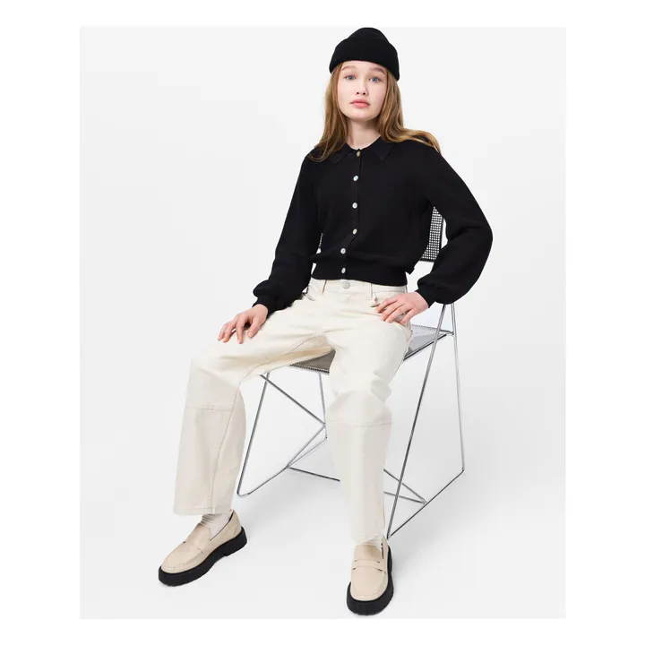 Cardigan Col Polo Guida Coton Bio | Noir- Image produit n°1