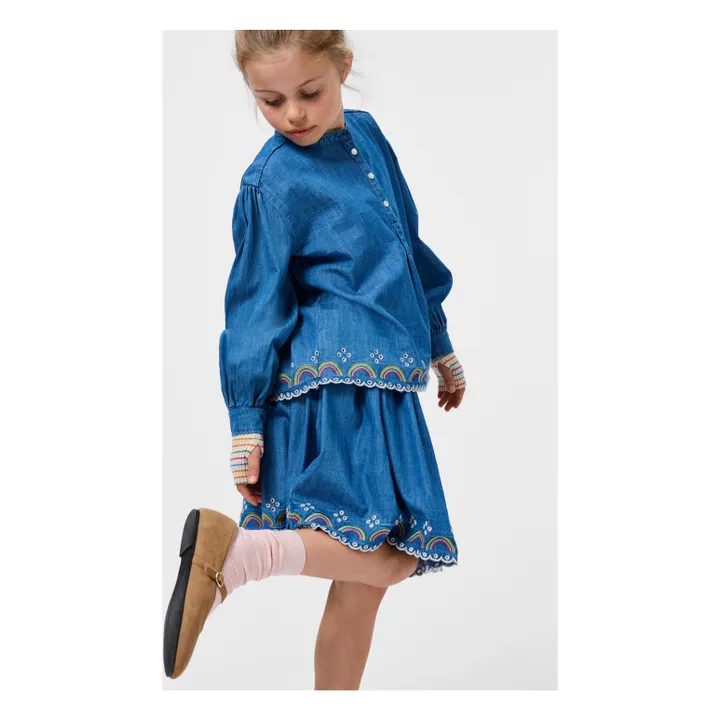 Jupe Bernie Arcs-en-ciel Coton Bio | Bleu- Image produit n°2