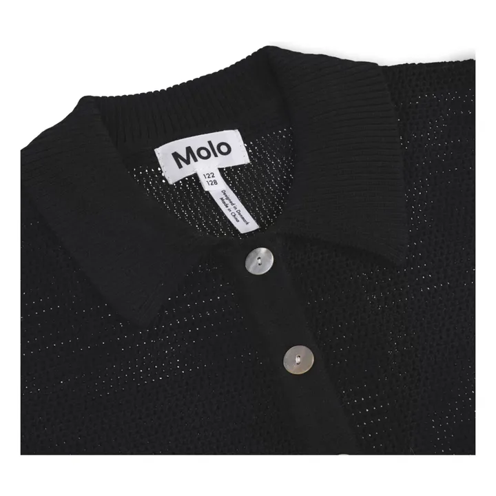 Cardigan Col Polo Guida Coton Bio | Noir- Image produit n°2