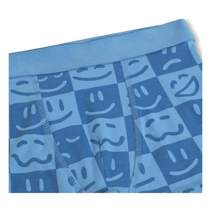 Lot de 2 Caleçons Justin Damier Coton Bio | Bleu- Image produit n°1