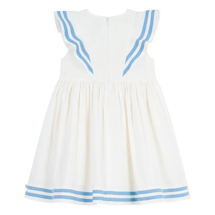 Vestido de popelina de algodón orgánico con volantes | Blanco- Imagen del producto n°6