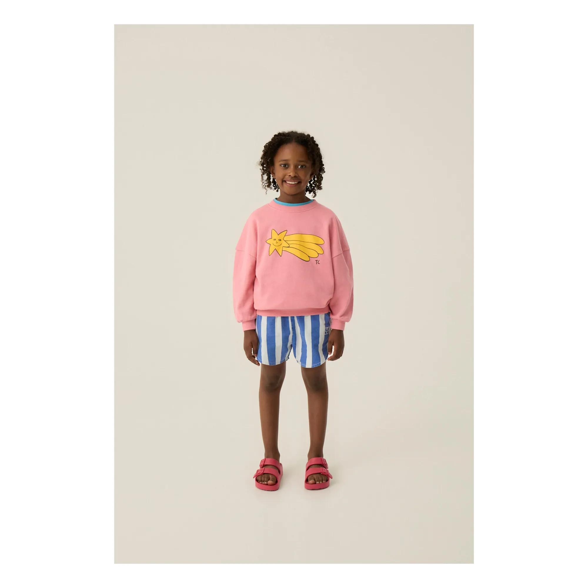Sweat Oversize Etoile Filante Coton Bio | Rose bonbon- Image produit n°1