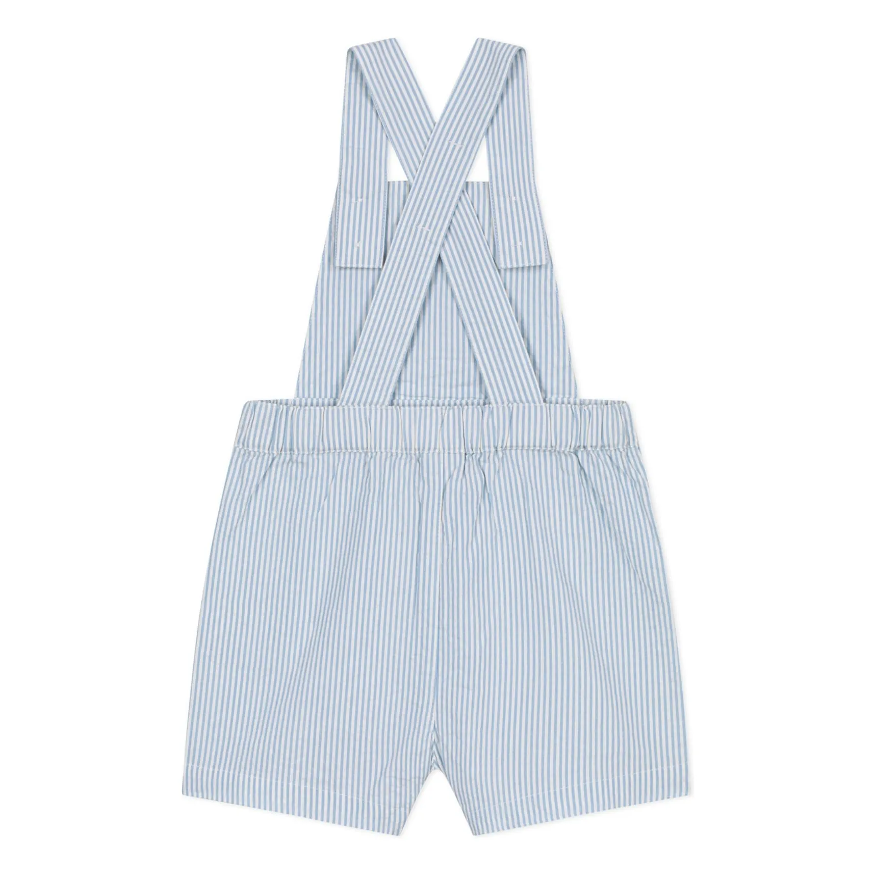 Salopette Courte Rayée Seersucker Coton Bio | Bleu Clair- Image produit n°6