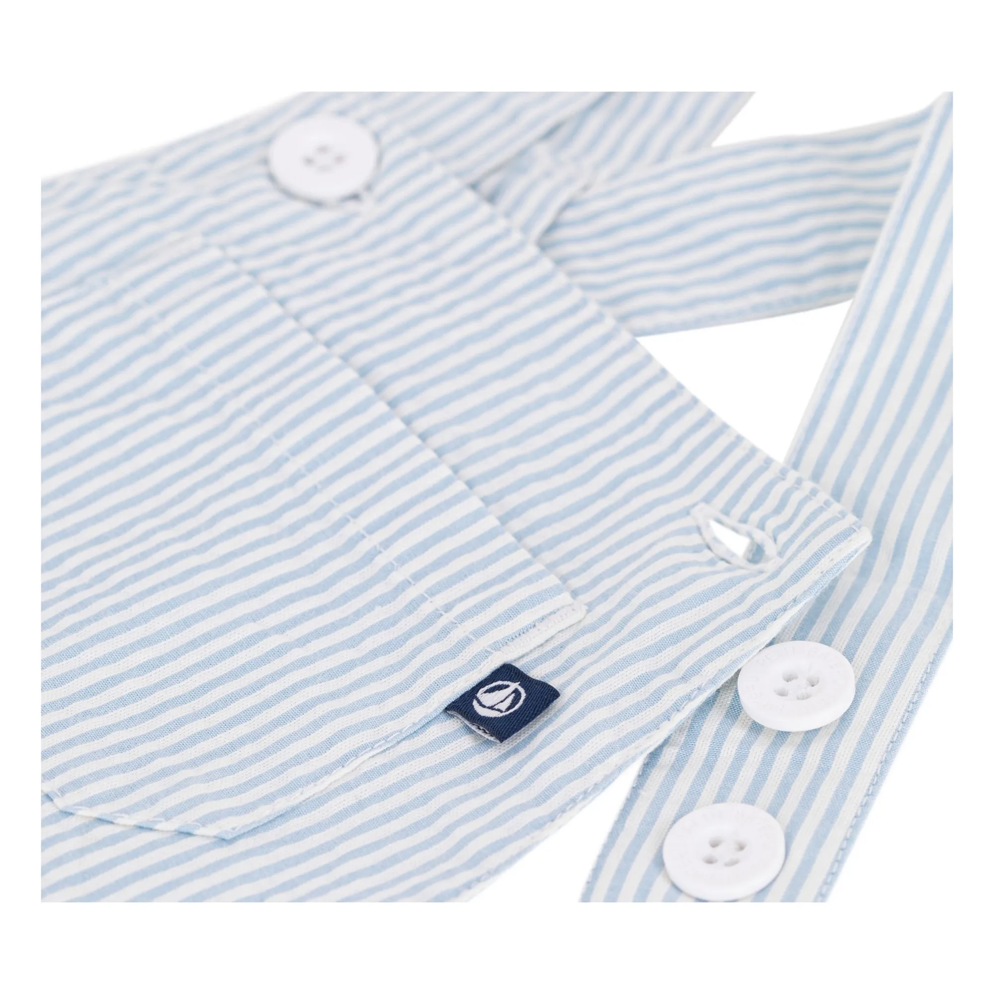 Salopette Courte Rayée Seersucker Coton Bio | Bleu Clair- Image produit n°4