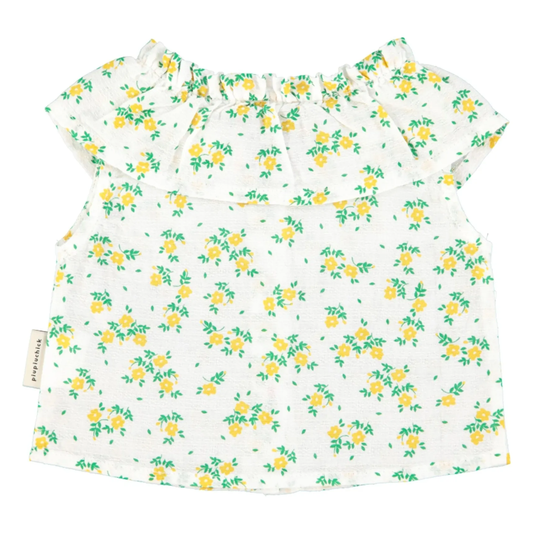 Blouse Sans Manches Fleurie Coton Bio | Blanc- Image produit n°1