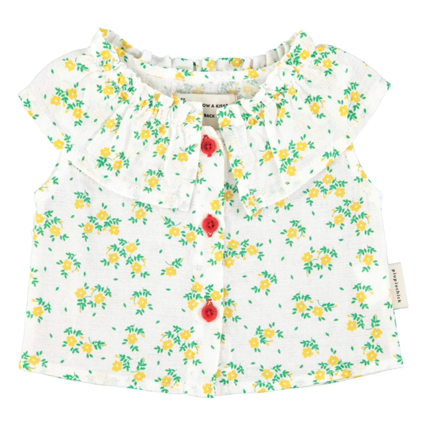 Blouse Sans Manches Fleurie Coton Bio | Blanc- Image produit n°0