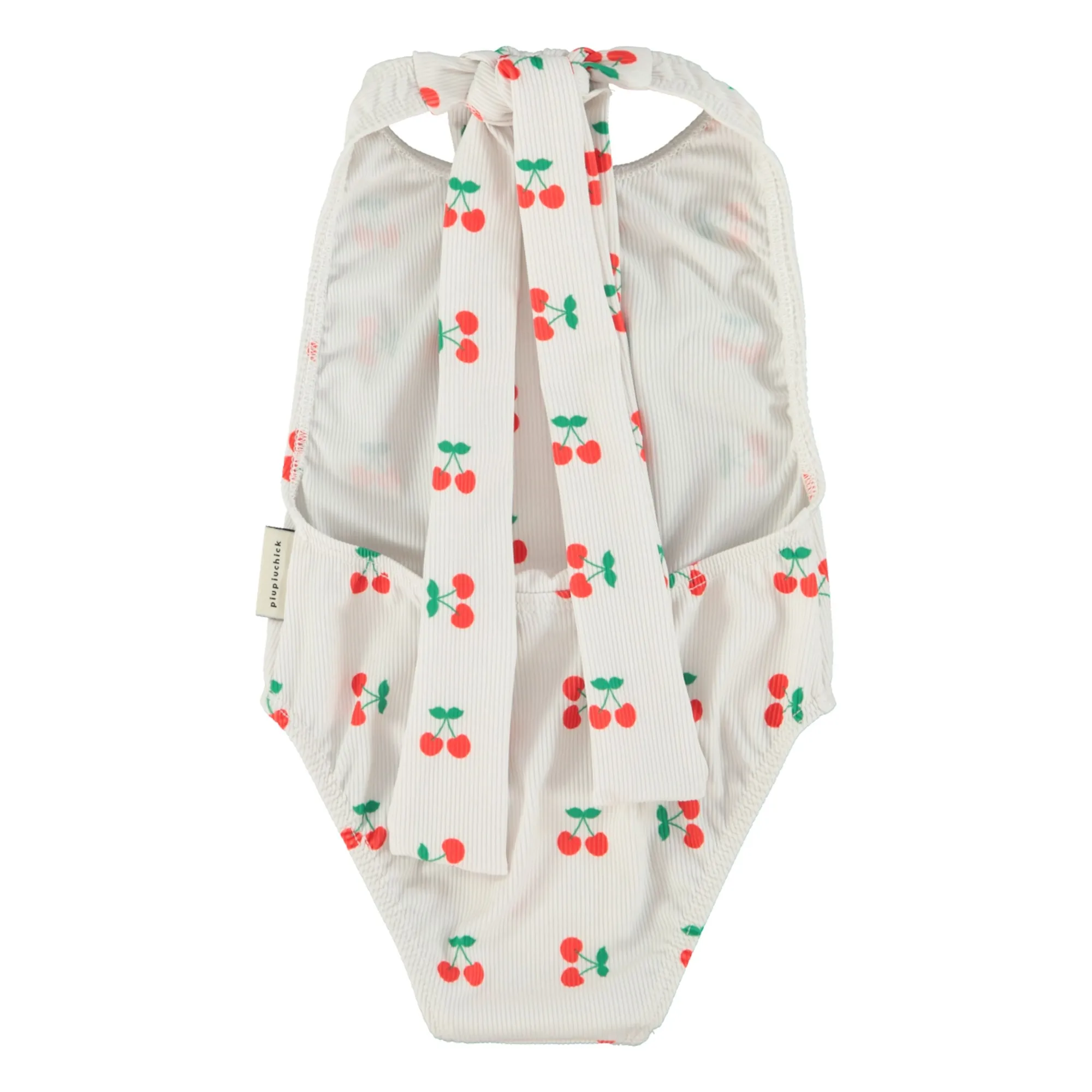 Maillot de Bain Côtelé Dos Nu Cerises Fibres Recyclées | Ecru- Image produit n°3