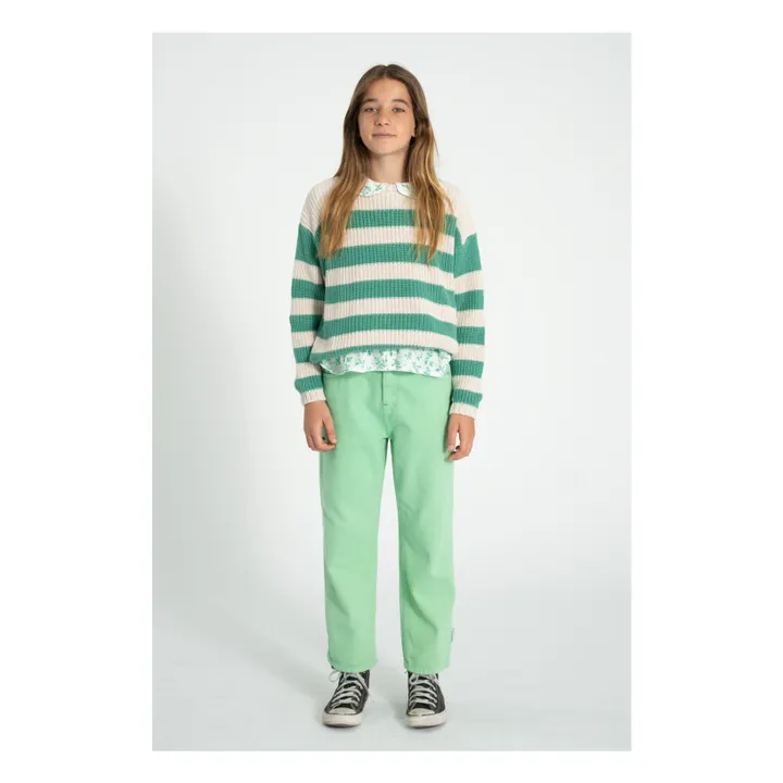 Jersey de rayas de algodón ecológico | Verde- Imagen del producto n°1