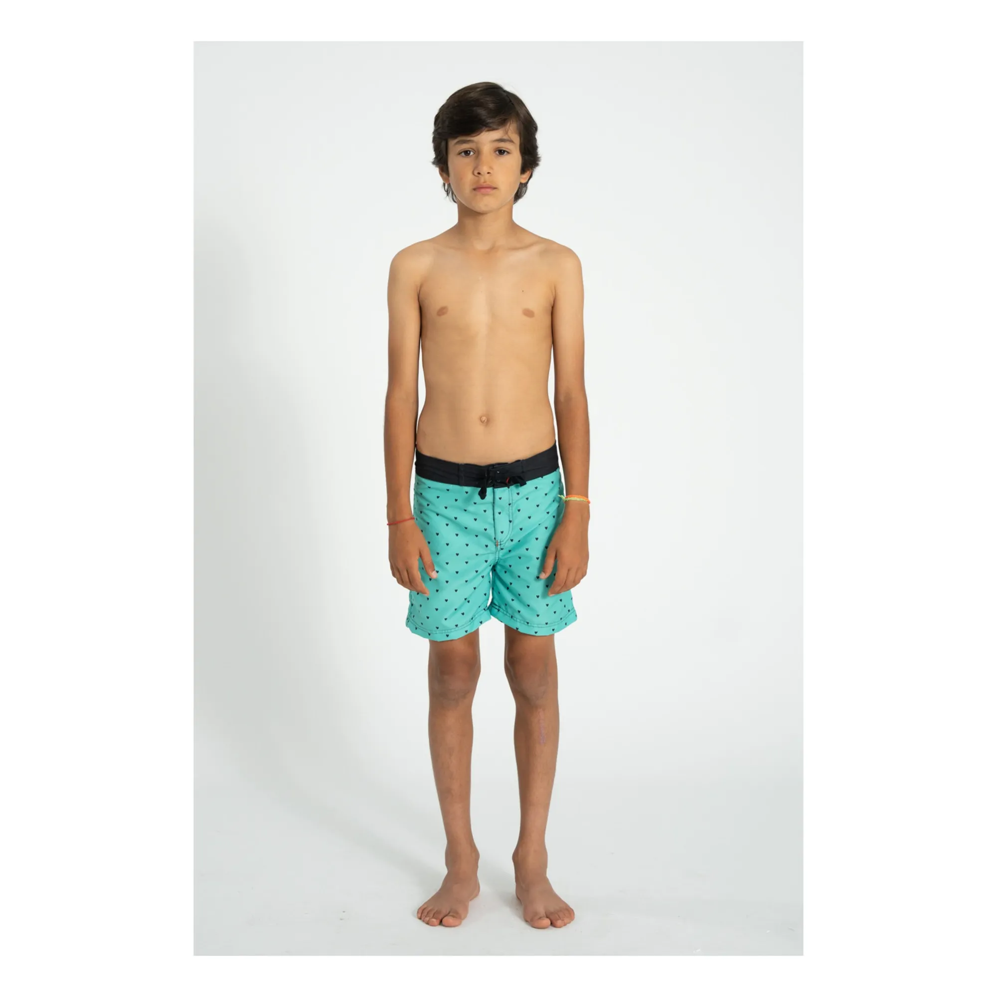 Short de Bain Cœurs Fibres Recyclées | Vert- Image produit n°1