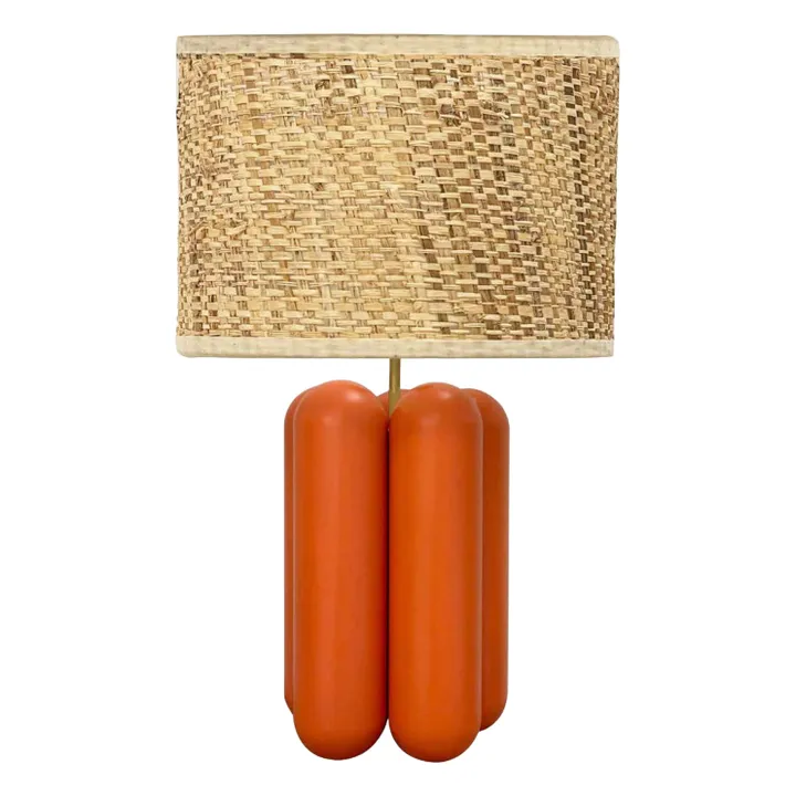 Lampe à poser abat-jour en raphia Charlotte | Corail- Image produit n°0