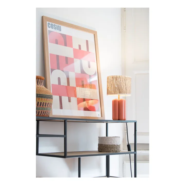 Lampe à poser abat-jour en raphia Charlotte | Corail- Image produit n°1