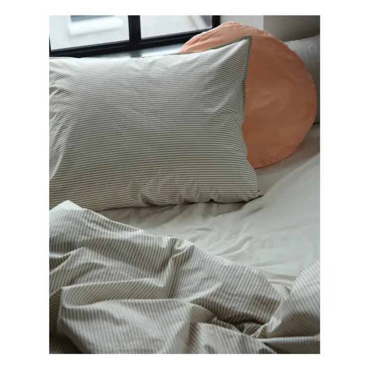 Housse de couette Striped en percale organique - Brown-Ecru | Marron- Image produit n°6