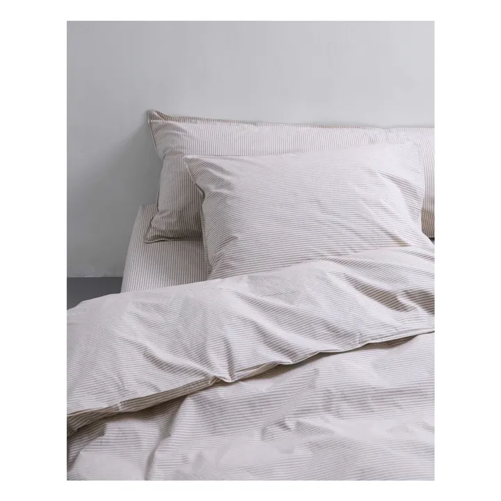 Housse de couette Striped en percale organique - Brown-Ecru | Marron- Image produit n°2
