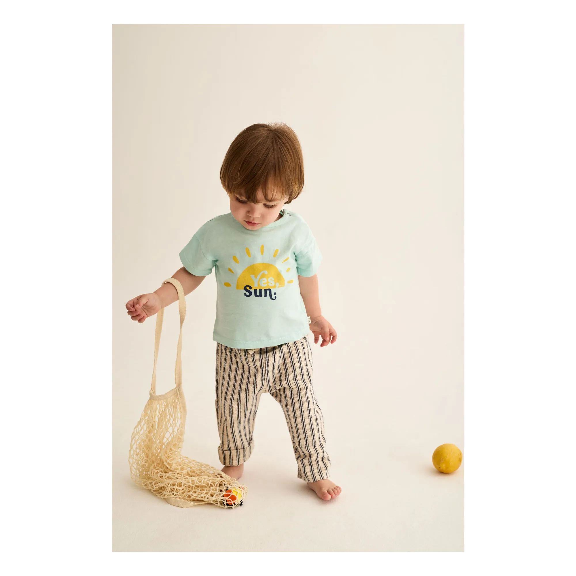 Pantalon Enzo Rayé | Ivoire- Image produit n°1