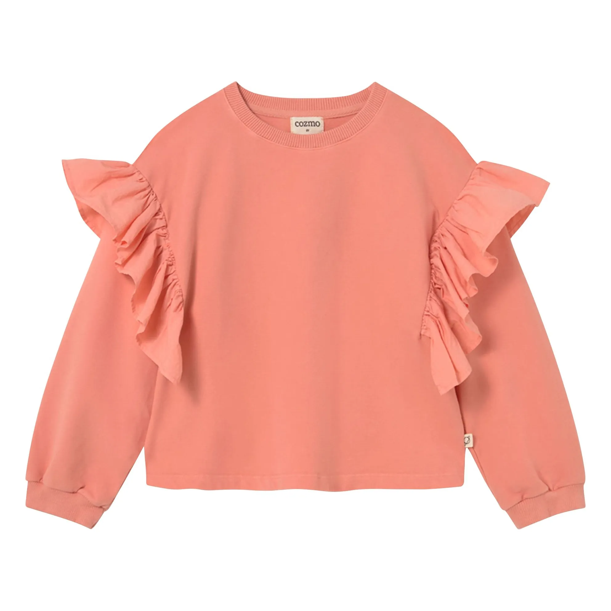 Sweat Eira Volants Coton Bio | Saumon- Image produit n°0