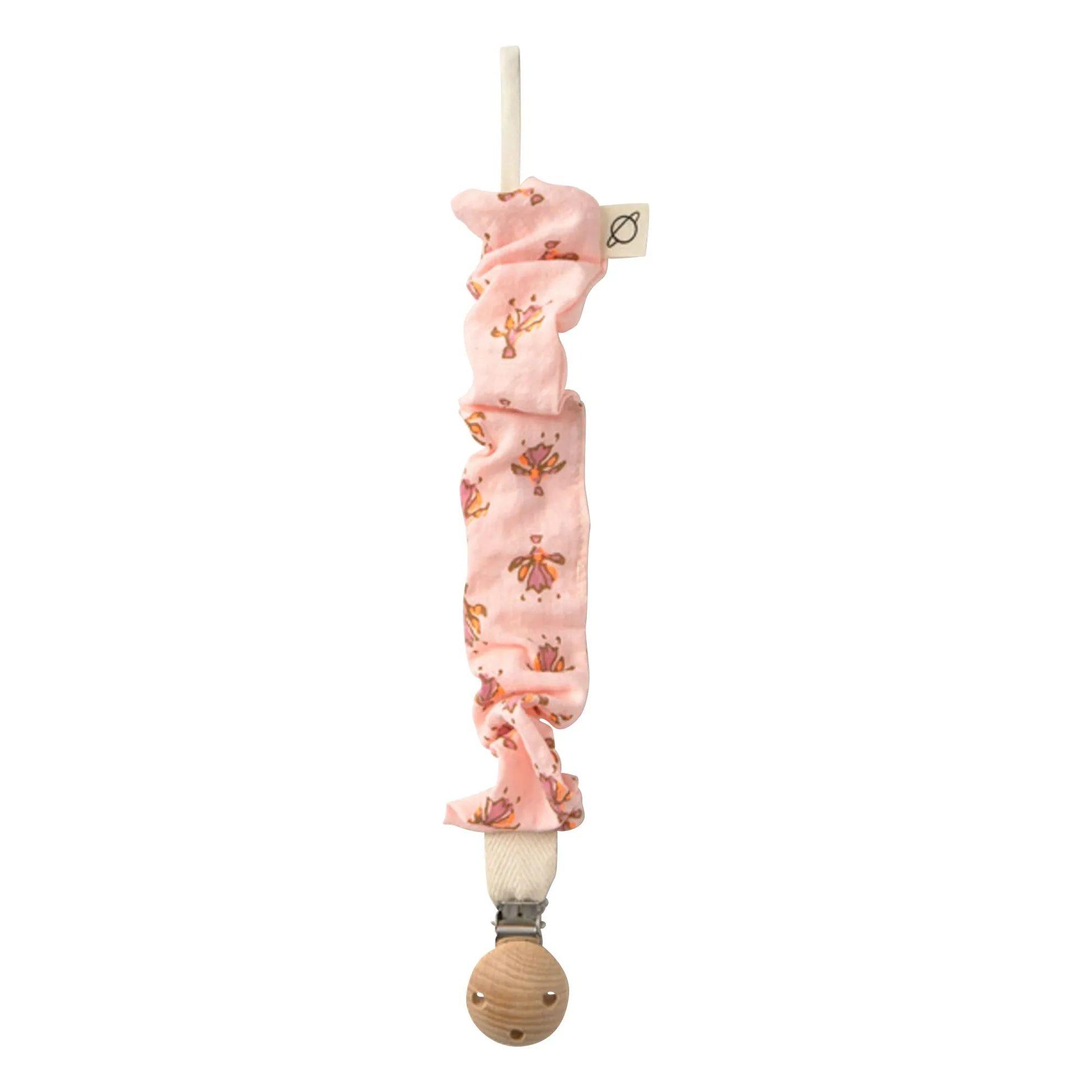 Attache-tétine Dummy Fleurie Coton Bio | Rose poudré- Image produit n°0