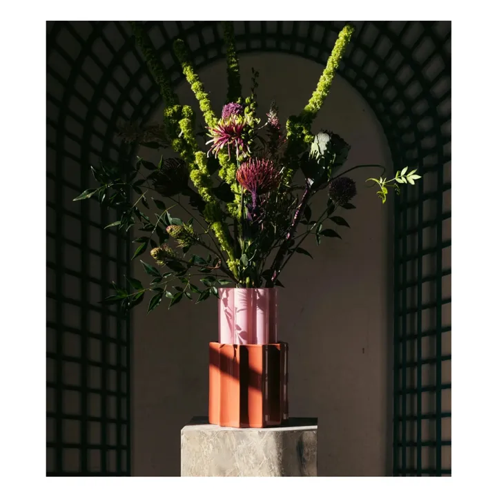 Vase Duetto en verre et céramique | Rose bonbon- Image produit n°1