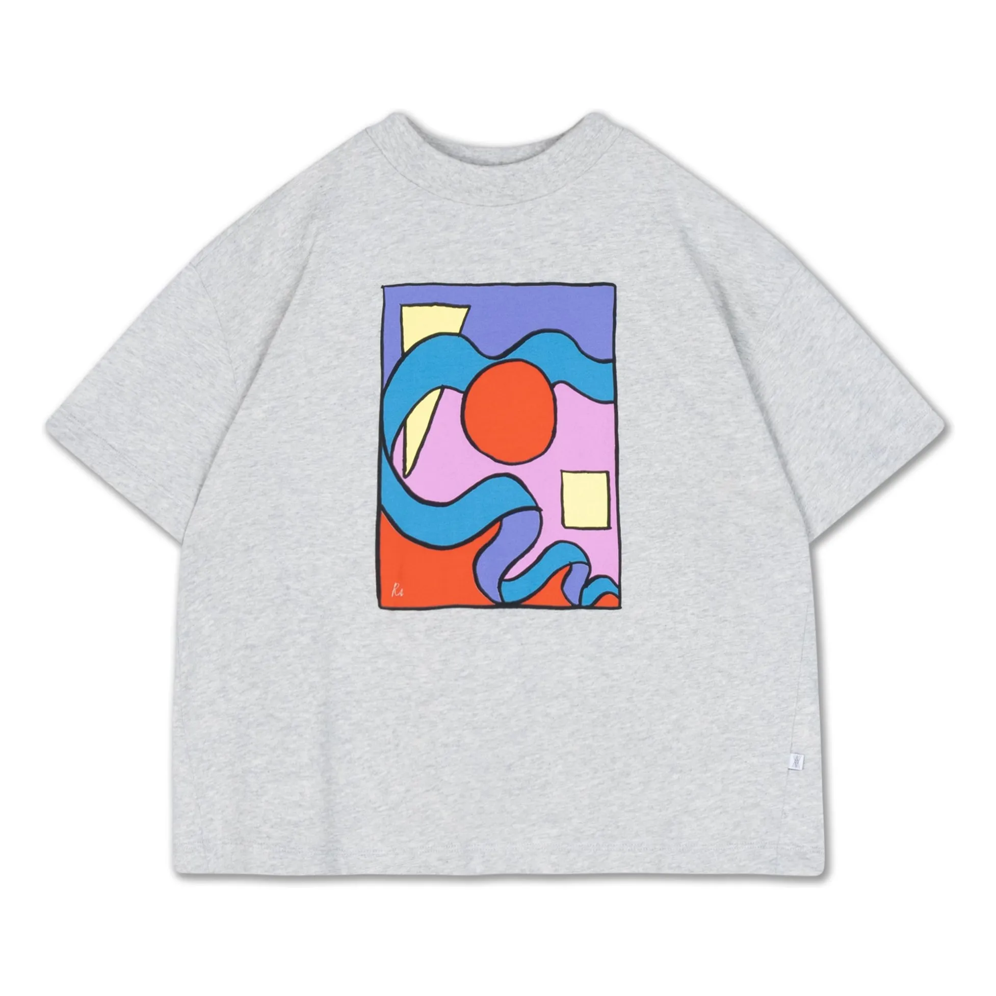 T-shirt Boxy Graphic Coton Bio | Gris chiné- Image produit n°0