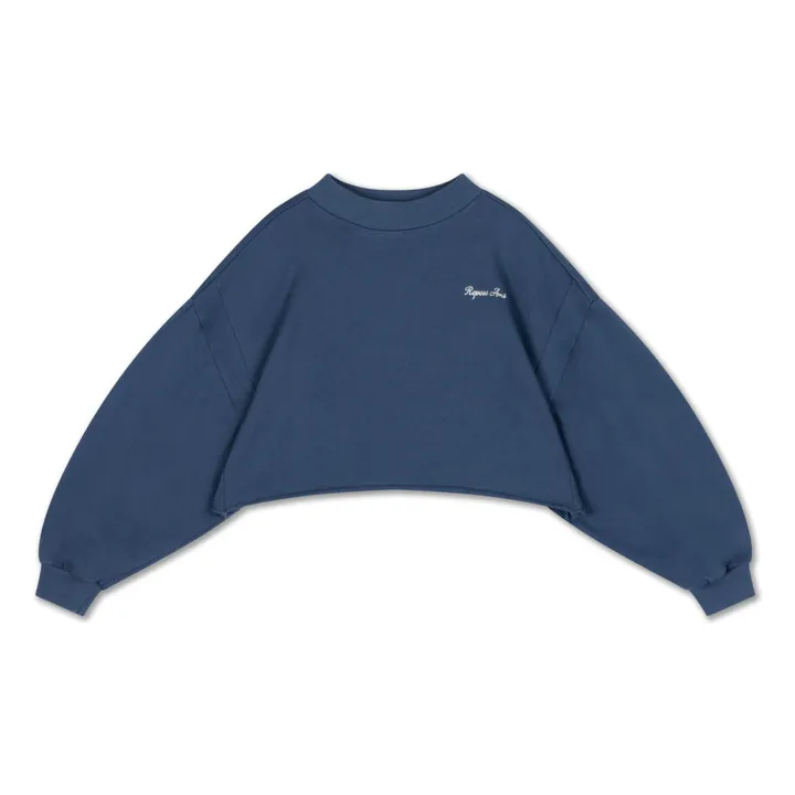 Organic Cotton Logo Crop Sweat | Dark Blue- Product image n°0