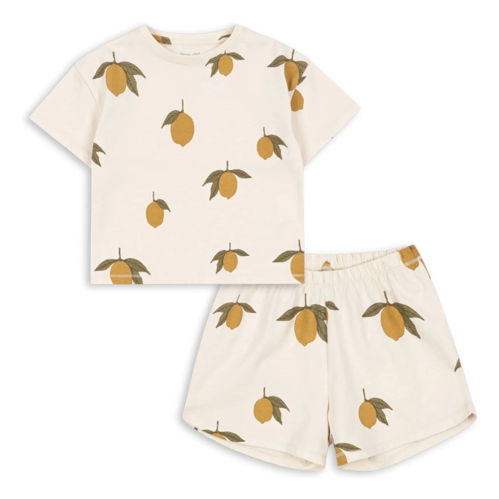 Conjunto de camiseta y pantalón corto Lemon de algodón ecológico | Crudo- Imagen del producto n°0