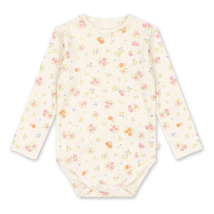 Body de canalé Minnie Floral Algodón orgánico | Crudo- Imagen del producto n°0