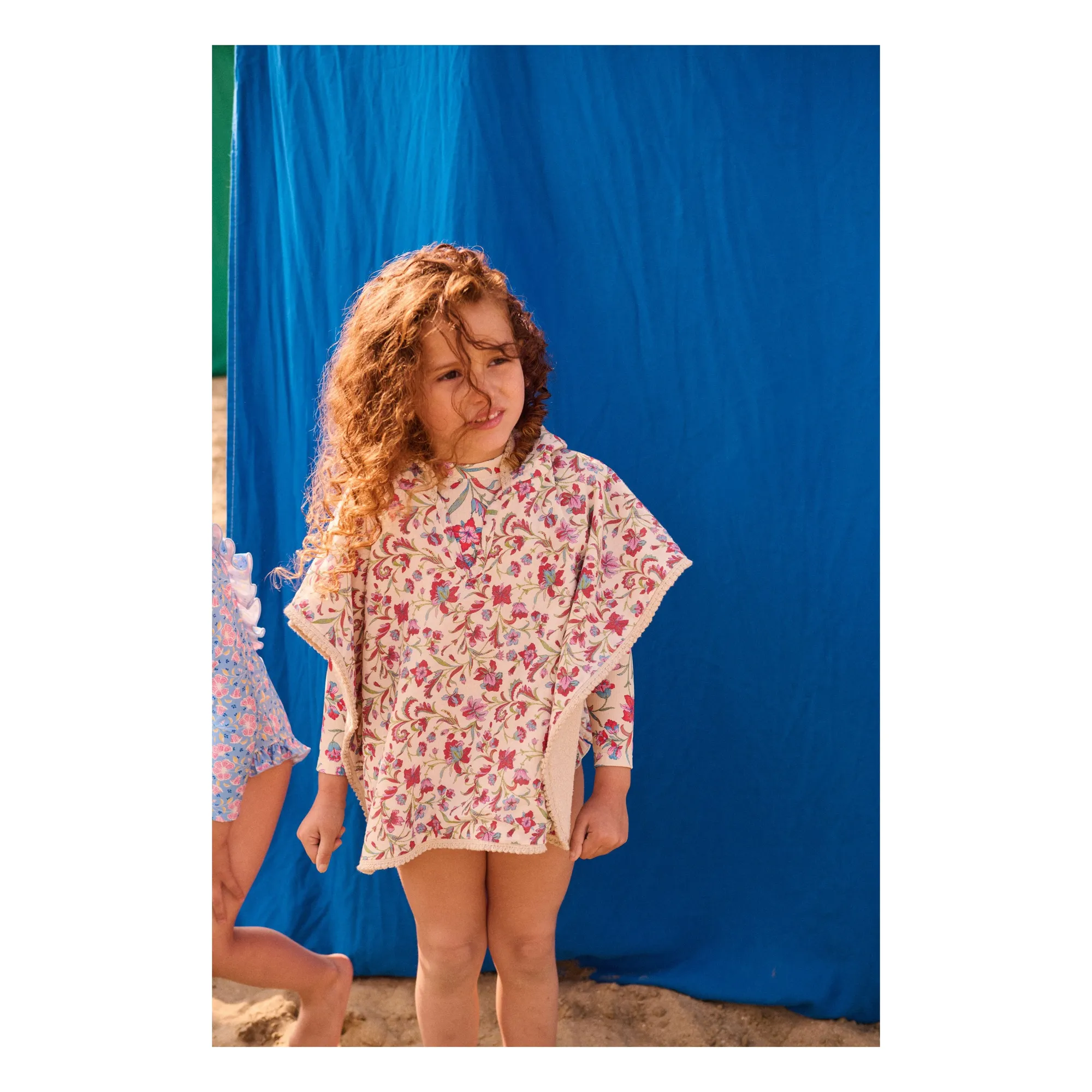 Poncho de bain Mael en coton bio | Crème- Image produit n°1