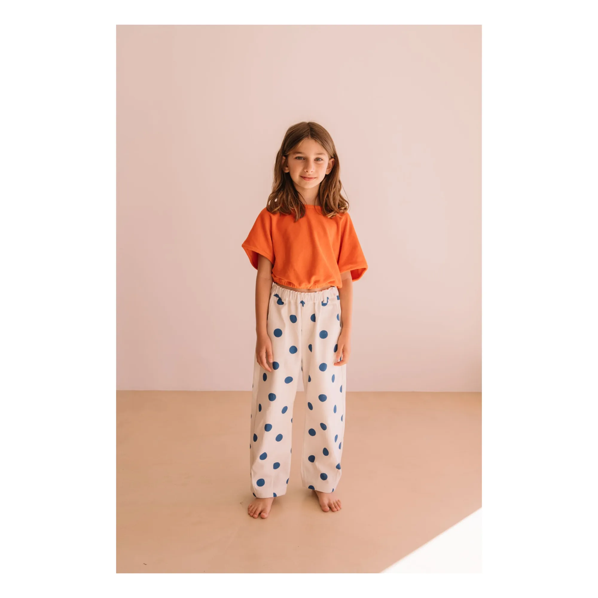 T-shirt Crop Bree Eponge Coton Bio | Corail- Image produit n°1