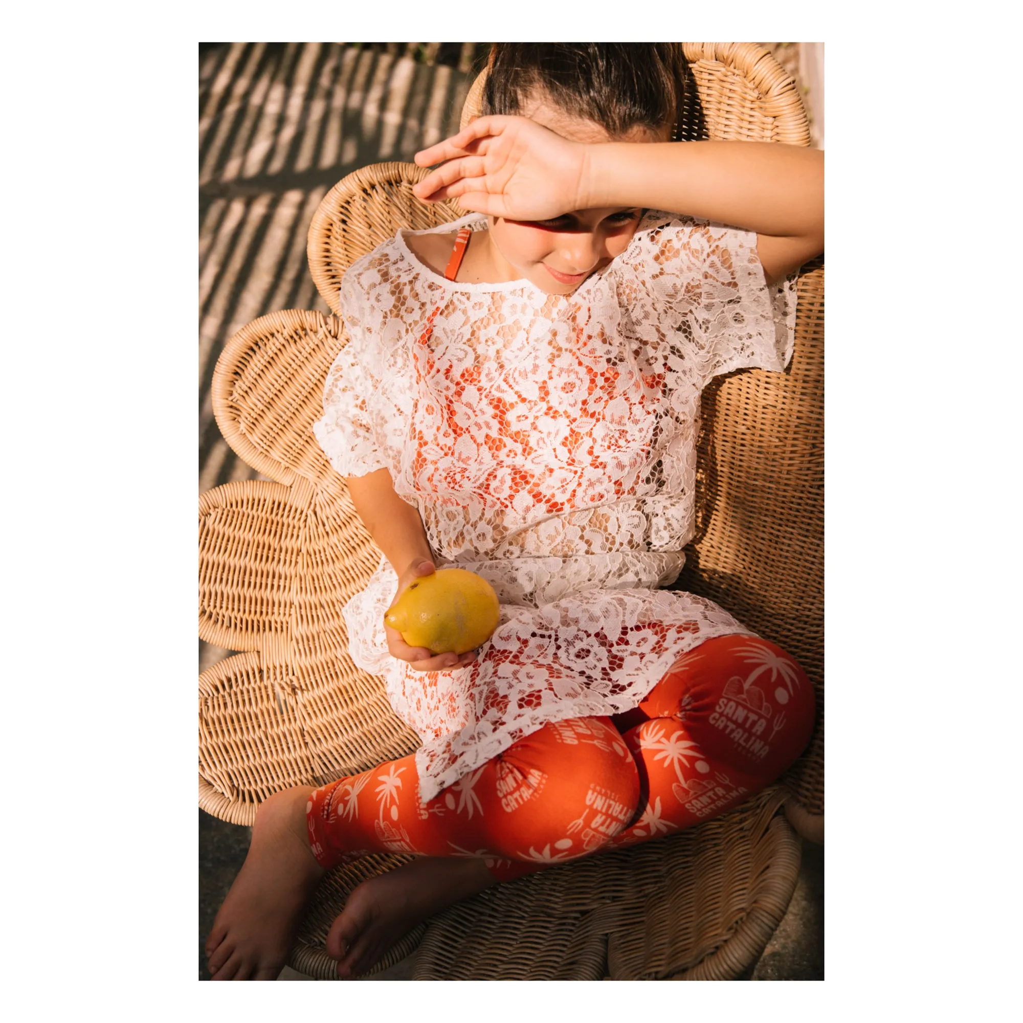 Legging Nour Palmiers Coton Bio | Orange- Image produit n°6